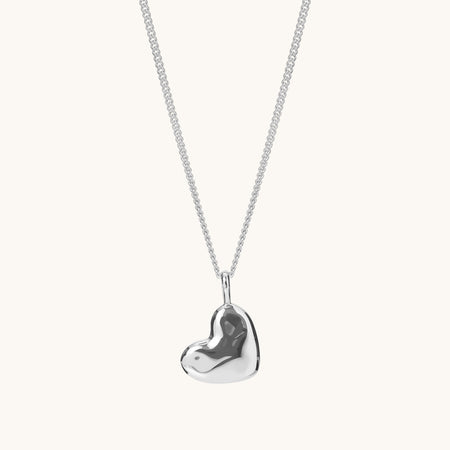 Organic Heart Necklace Silver